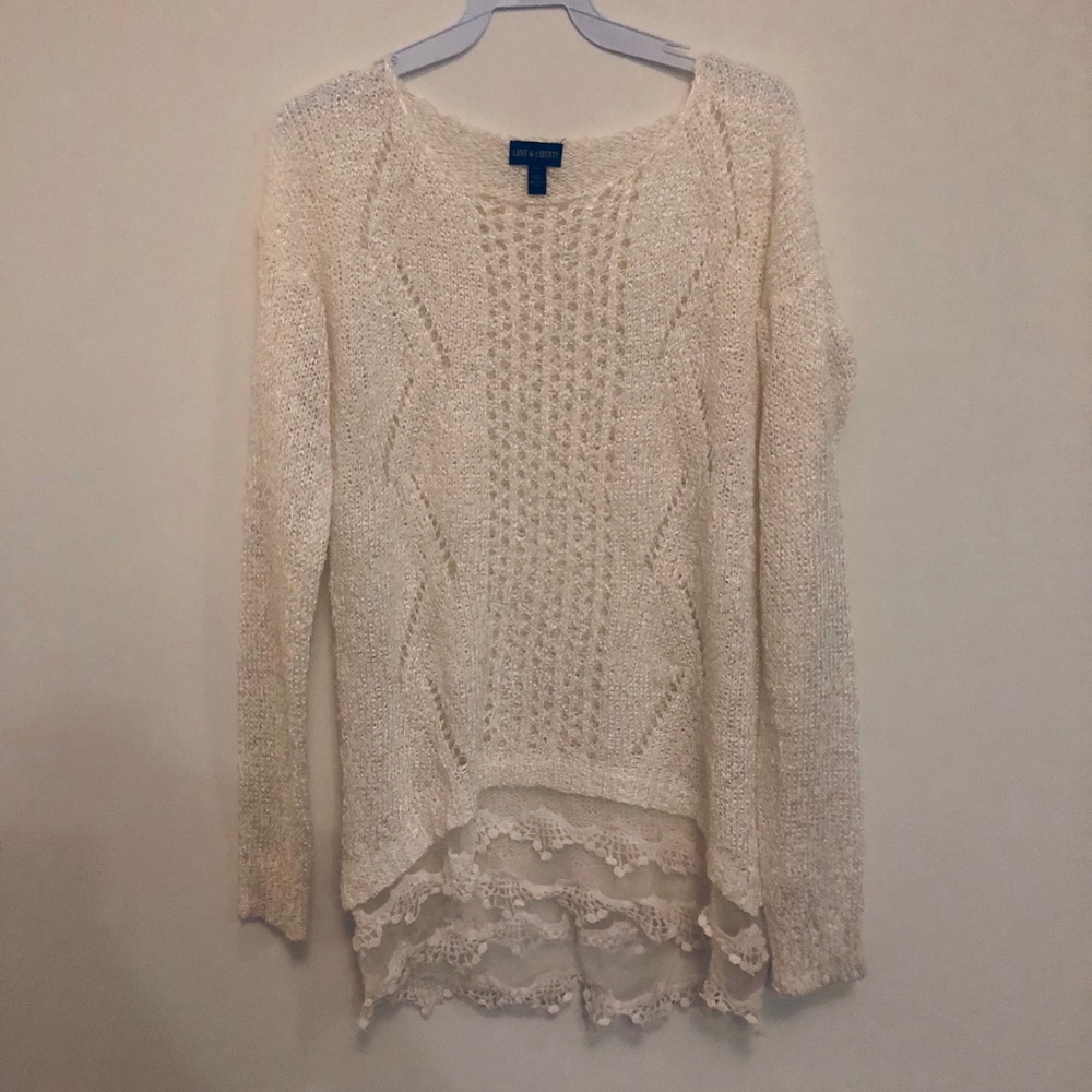 Love & Liberty Lace Trim Sweater